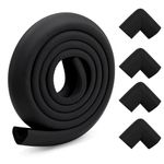 Edge Protectors, 2M Foam Safety Strip and 4 Corner Cushion Protector Set, Edge Corner Guards for Baby (Black)
