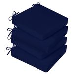 Basic Beyond Outdoor Chair Cushions for Patio Furniture, Waterproof Outdoor Seat Cushions Set of 4 19 x 19, Patio Chair Cushions Set of 4 with Ties and Handle, Navy Blue