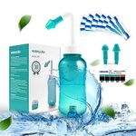 Neti Pot Sinus Rinsing, Nasal Wash Bottle Sinus Rinsing Bottle Cleaner Pressure Irrigation Neti-Pot with Sticker Thermometer for Adult & Kid BPA Free(300ml with 30 Nasal Wash Salt Packets,Green)