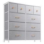 Nicehill Dresser for Bedroom with 10 Drawers, Storage Drawer Organizer, Tall Chest of Drawers for Closet, Living Room, Hallway, Entryway, Fabric Drawers(Light Grey)