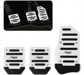 CARIZO Car Sports Silver Non Slip Aluminium Alloy Pedal Pad, Clutch Brake Accelerator Pedal Pad Cover, Anti Rubbing Car Pedal Replacement Kit Compatible with Hyundai Verna Fluidic (2011-2014)