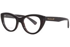 Gucci GG1172O 002 Havana Cat-eye Women's Eyeglasses, Havana/Gold-logo-002, 48mm