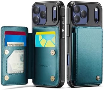 Vinich for iPhone 17 Pro Wallet Case with Card Holder, RFID Blocking Credit Slots Kickstand Shockproof Phone Cover Fit for iPhone 17 Pro 6.3" Bluish Green