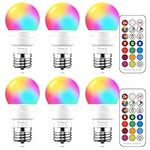 Yangcsl LED Light Bulbs 40W Equivalent, RGB Color Changing Light Bulb with Remote Control, E26 Base, Pack of 6