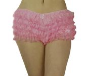 Starline Lingerie Frilly Back Sheer Ruffled Panties, Playful Back Layered Panties, Frilly Knickers, Cute Rhumba Super Soft Heart mesh Brief Panties (Baby Pink, S)