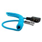 KONDOR BLUE 20" Coiled D-Tap to BMPCC 4K Weipu Power Cable for Blackmagic Pocket Cinema Camera 4K and Gold Mount V Mount Battery P TAP