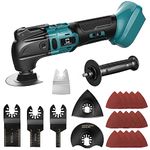 Cordless Oscillating Tool Compatible with Makita Battery, Brushless-Motor Tool with Auxiliary Handle, Oscillating Multi-Tool for Scraping, Sanding,Cutting Wood(Battery Not Included)