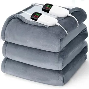 Heated Electric Blanket Queen Size - 84" x 90" Heating Blanket with Dual Control, 10 Heating Levels & 8 Hours Auto Off, Soft Warm Flannel Gift Blanket with Over-Heat Protection, ETL & FCC Certified