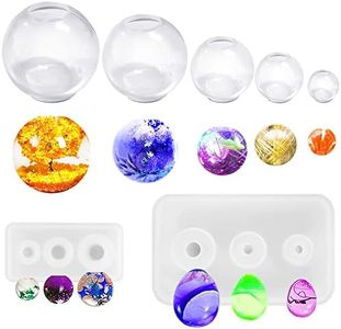 AFUNTA 7 PCS 3D Sphere Silicone Resin Molds, Clear Silicone Ball Mold Eggs Ball Epoxy Resin Molds, Universe Spheroid Pendant Casting Molds for DIY Jewelry Making, Resin Crafts