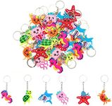 JZK 30 Pcs Marine life keychain sea animal keyring set for kids, Silicone keychains for children birthday party favours, kids party bag fillers, kids party thankyou gift giveaway gifts, Multicolor, s