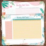 Monthly Habit Tracker A4 Size with Goals for Self-improvement and Building Habits (Pack of 24 Sheets)