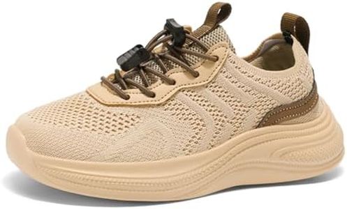 EGMPDA Kids Walking Shoes Boys Girls Running Shoes Tennis Sneakers Sports Trainers Athletic Breathable Lightweight Non Slip Fashion Casual Brown Size 1.5