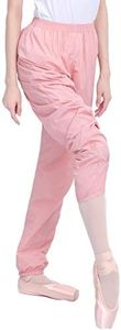 Daydance Teen Girls Women Ballet Ripstop Pants Lightweight Intensity Nylon Perspiration Trousers for Dance, Pink, Small