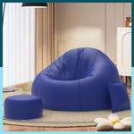 ComfyBean Bag with Beans Filled 6XL Bean Bag Sofa with Free Cushion and Footrest - Official : CuddleSofa Combo (Matching Color : Regular, Blue)