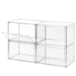 Upgraded XX-Large Strong Clear Shoe Storage Box Stackable 4-Pack, Fit Up To Size 15, 360° Transparent Thick Sturdy Shoe Organizer for Closet, Sneaker, Lego Acrylic Display Case Clear Plastic Box