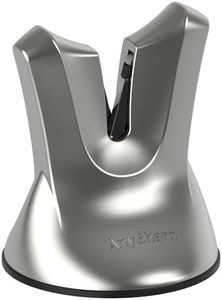 AnySharp – XBLADE – Hands Free Knife Sharpener - Easy to Use Sharpening Tool with PowerGrip Suction Base and Self-Adjust Angles 12.5deg to 22.5deg - For All Knives: Chef’s, Serrated, Cleavers - Silver