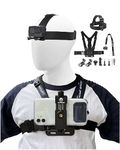 WLPREOE Phone Chest Mount Head Mount Kit, Phone Chest Harness Head Strap for Filming Video, POV/VLOG,Cell Phone Clip Compatible with iPhone 14 13 12 11 Pro Max Plus,Samsung and 4 to 7 inch Phones