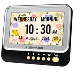 Lemnoi 7 Inches Dementia Clocks,Digital Calendar Day Clock with Day and Date, Alarm Clock for Memory Loss,Alzheimer's,Elderly,15 Alarm &Medication Reminder,Auto DST (black)