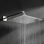 Plantex Stainless Steel Shower Head for Bathroom 12 x 12 inch with Water Saving Techonology/Rain Flow Overhead Shower without Arm/Bathroom Showers - (Ultra Slim-Chrome)