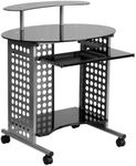 Flash Furniture Cassini Mobile Computer Desk with Black Glass Top