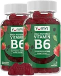 YUM-V'S Vitamin B6 Gummies - High Potency Vitamin B6 100mg - Strawberry Flavor B6 Vitamins Gummies - Nerve & Immune Function, Non GMO Kosher, 60 Count - 2 Pack