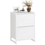 Nicehill White Nightstand with Drawer for Bedroom, Small Dresser Bedside Table for Kids' Room, End Table with Wooden Top, Steel Frame, Modern, White