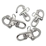 4PCS Snap Shackle Sailing Halyard 2 Sizes Swivel Eye Snap Shackle Quick Release Bail Rigging Sailing Boat Marine 316 Stainless Steel for Sailboat Spinnaker Halyard