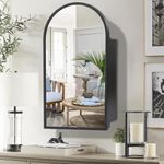 Movo Arched Black Medicine Cabinet with Mirror,16 x30 Inch Metal Framed Bathroom Mirror Medicine Cabinet Wall Mounted,Recessed Medicine Cabinets for Bathroom with 2 Removable Shelves