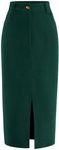 PRETTYGARDEN Women's Fall Midi Pencil Skirts Dressy Casual Work Office High Waisted Trendy Winter Corduroy Skirt with Slit (Dark Green,12)