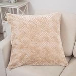 DaDa Bedding Luxury Super Soft Faux Fur Euro Throw Pillow Cushion Covers (18" x 18", Champagne)