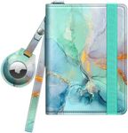 Fintie Passport Holder with Airtag Holder, Slim Travel Wallet RFID Blocking Card Case Cover Passport Cover Protector Travel Essentials with Credit Card Slots for Women/Men, Emerald Marble