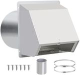 Alinwirsy 8 Inch White Dryer Vent Hooded Wall Cover with Screen & Damper, Galvanized Steel Exhaust Vent Cap for Outdoor Dryer, Kitchen Range Hood, Bathroom Fan, HVAC Duct, Easy Install