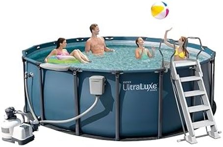 INTEX 28825EH 16ft X 52in UltraLuxe Premium Above Ground Swimming Pool Set with Smart Wi-Fi Enabled Dual Sand Filter Pump Saltwater System and Water Analyzer, Retractable Pool Ladder