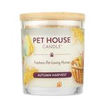 One Fur All - 100% Natural Soy Wax Candle, 20 Fragrances - Pet Odor Eliminator, Up to 60 Hours Burn Time, Non-Toxic, Eco-Friendly Reusable Glass Jar Scented Candles – Pet House Candle, Autumn Harvest