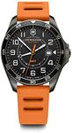 Victorinox Men’s Watch Fieldforce Sport GMT Ø 42 mm, Swiss Made, Analogue Quartz, Water-Resistant up to 100 m, Rubber Strap, Black/Orange