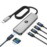 VCOM 10Gbps USB C Hub，5 Ports USB C 3.2 Gen 2 Splitter with 100W Power Delivery，Aluminum USB Type C to USB C Hub Multiport Adapter for MacBook Pro/Air and More Thunderbolt/USB C Laptop (Gray)