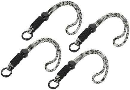 PATIKIL Paracord Lanyard Keychain, 4Pcs Cell Phone Keychain Rope Wrist Lanyards Braided Strap with Spring Ring for Hanging Key, Wavy Design, Black, Grey