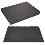 Navaris Natural Slate Serving Plates - Set of 6 Place Mat Serving Trays - Large Rectangular Stone Table Mat Serving Platter Tiles - 15" x 11"