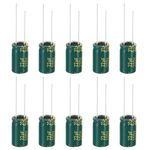 PATIKIL 250V 22uF Electrolytic Capacitors, 10Pcs 10x17mm Aluminum High Frequency Electrolytic Capacitors for TV, LCD Monitor, Refrigerator, Circuit Boards, Green