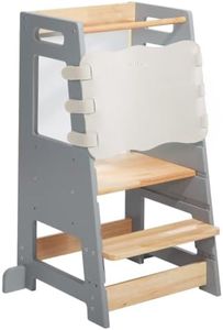 HARPPA Nordo Toddler Tower with Chalkboard, Kitchen Learning Helper, Grey