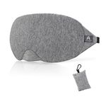 mavogel Cotton Sleep Eye Mask - Updated Design Light Blocking Sleep Mask, Soft and Comfortable Night Eye Mask for Men Women, Eye Blinder for Travel/Sleeping/Shift Work, Includes Travel Pouch, Grey