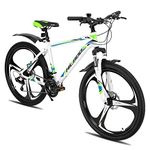 Hiland Mountain Bike, 21 Speeds Drivetrain, 3 Spokes Aluminum Frame 26 Inch Wheels, Disc-Brake Bike for Men Women Men's MTB Bicycle, White