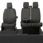 UK Custom Covers To Fit Ford Transit Van MK8/MK9 - Including Tipper (2014 Onwards) Front Seat Covers Tailored Heavy Duty Waterproof (Single/Double WITH Pull Down Tray) Black - SC120B