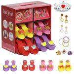 Princess Dress Up and Play Shoe and Jewelry Boutique with Fashion Accessories for Girls Dress Up, Age 3 - 10 yrs Old (red/Purple)