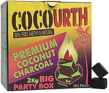CocoUrth Natural Hookah Coconut Shell Charcoal Flat 25x25x18mm 192 PCS Electric Burner Briquettes Used Also for Cooking, Grilling, Barbecuing, Incense Narguile Coal (2kg)
