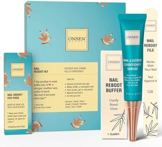Onsen Secret Japanese Nail Buffer and Shine Kit - Professional Nail File, 3-Way Nail Buffer Block w/ Free Replacement Pads & Nail Strengthening Cuticle Cream for Healthy Nails, Nail Care Kit, 1pk