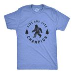 Mens Hide and Seek Champion T Shirt Funny Bigfoot Tee Humor Cool Graphic Print Mens Funny T Shirts Novelty Tees for Men Light Blue XXL