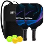 LSTECICE Pickleball Paddles Set of 2 Graphite Pickleball Rackets Lightweight Pickleball Equipment with 2 Pickleball Racquets, 4 Balls and Portable Carry Bag