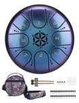 Rayzm Titanium Steel Tongue Drum with a Carry Bag, 5 Inches (13cm) 8 Notes Diatonic Scale Handpan Tank Drum Kit, Portable C-Key Percussion Instrument.
