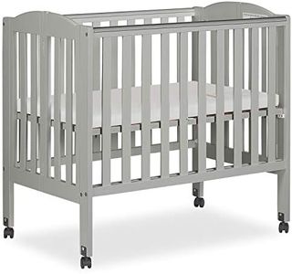 Dream On Me 2 in 1 Folding Portable Crib in Cool Grey, Greenguard Gold Certified , 40x26x38 Inch (Pack of 1)